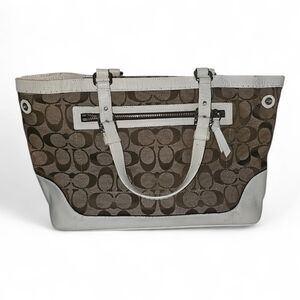 Coach Vintage Tote Satchel Signature Jacquard Vachetta Leather Bag